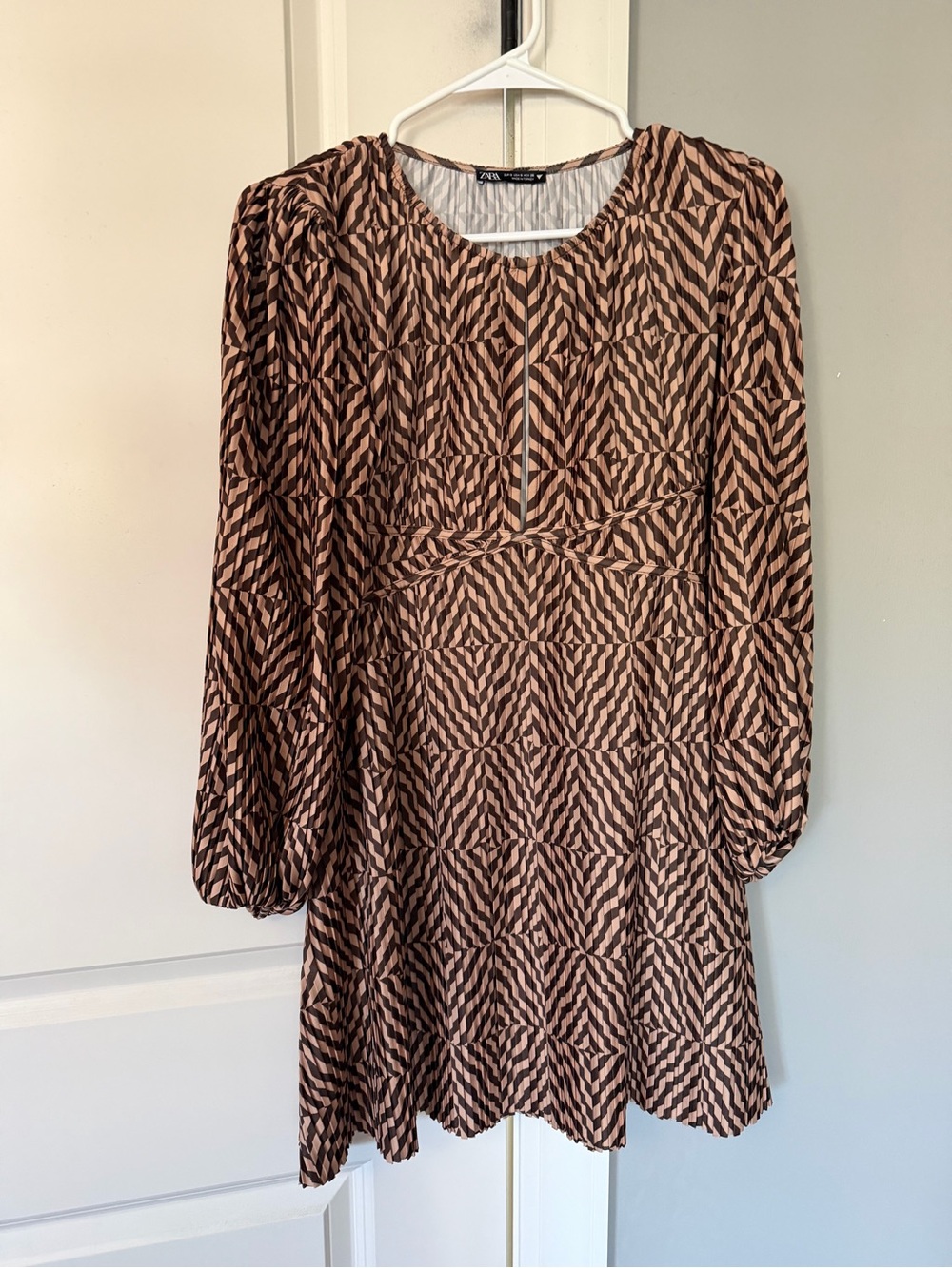 Zara Brown and Black Geometric Mini Dress